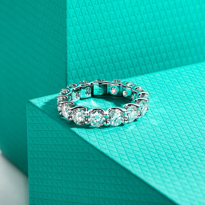 4.5mm D Color Moissanites Eternity Band Ring 925 Sterling Silver Wedding Rings for Women Jewelry Gifts Wholesale
