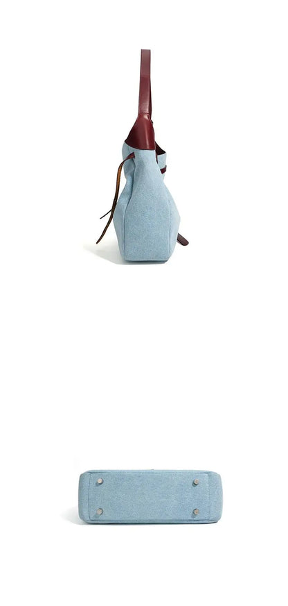 Women Fashion Denim Shoulder Bag Large Capacity Handbag Tote Hobo for Lady