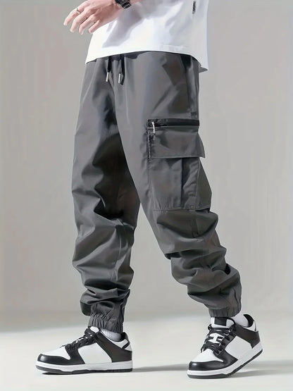Men's Cargo Pants, Thin Trousers, Comfortable and Breathable, Outdoor Casual, Wearable, Running, Cycling, Multi-pocket 004