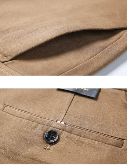 Business Men's 98% Cotton Straight Casual Pants Plus Size Loose Stretch Autumn Winter Office Trousers Classic Male Clothing