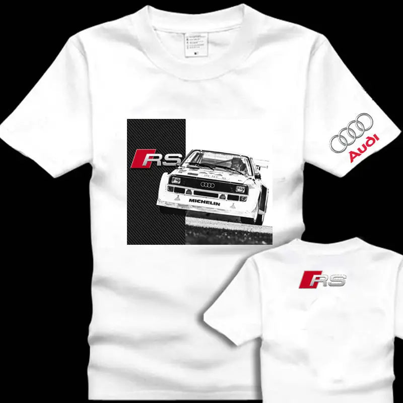 Audi Racing AODI Men's Short Sleeve T-Shirt Clothes Car Cotton Locomotive Off-Road Front Shoulder