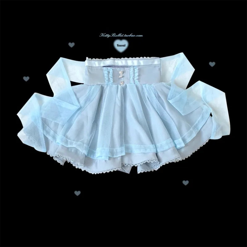 2024 Autumn And Winter New Japanese Short Skirt Lolita Mine Series Diamond Buckle 360 Degree Large Hemline Gauze Skirts Female