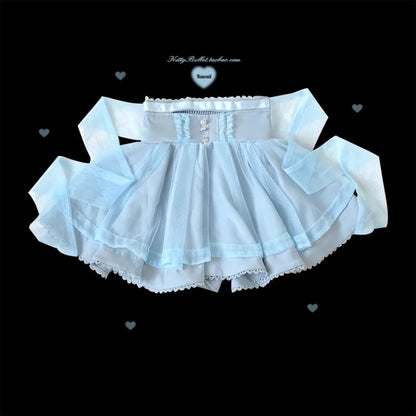 2024 Autumn And Winter New Japanese Short Skirt Lolita Mine Series Diamond Buckle 360 Degree Large Hemline Gauze Skirts Female