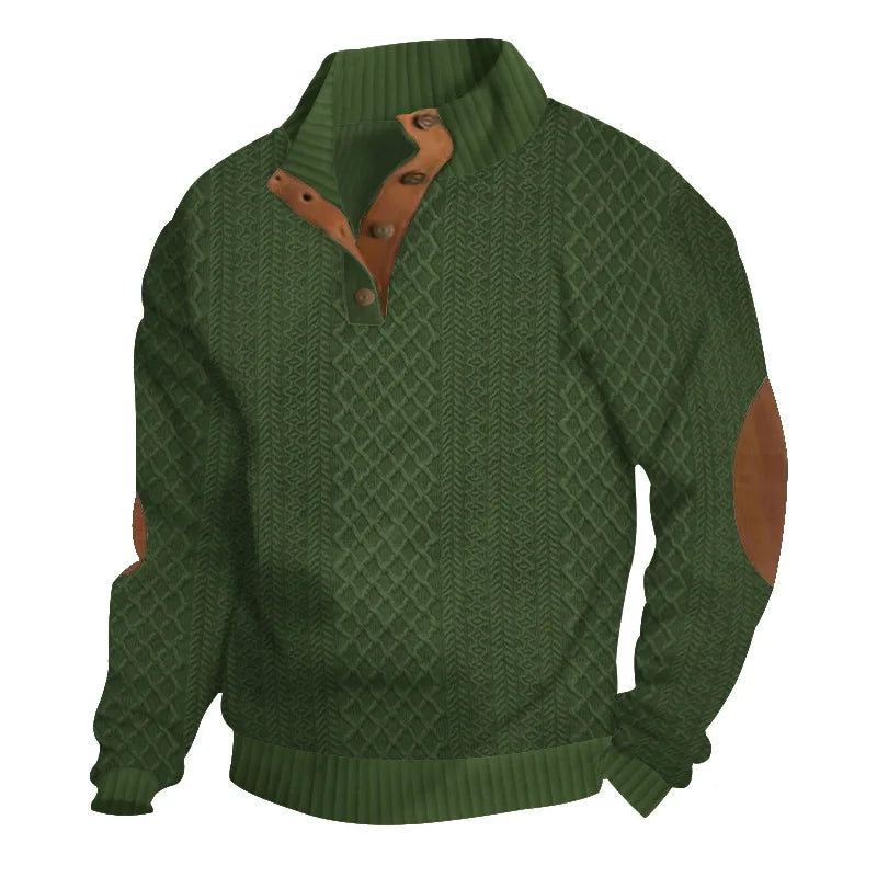2024 cross-border hot-selling autumn and winter men's casual stand-up collar long-sleeved jacquard knitted pullover sweater