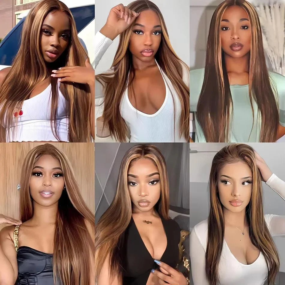 straight hd lace frontal wig 13x6 highlight wig 13x4 lace frontal blonde wig bone straight human hair wigs Brazilian