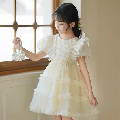 Girls' Princess Dress Summer New Style Little Girl Birthday Dress Dress Fashionable Children's Lolita Dress Short-Sleeved Dress
