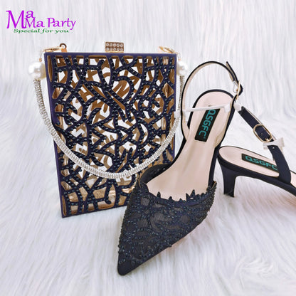 Mature Style INS Hot Sale Italian Design Shoes and Bag to Match in Wine Color High Quality  Hollowing out Design for Dress