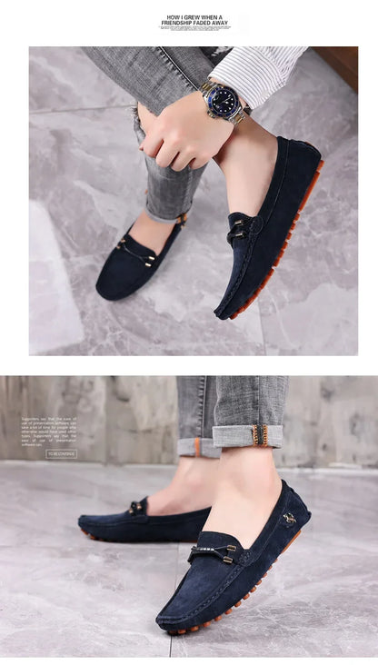 Men's Loafers Soft Lightweight Casual Driving Office Shoes Non Slip Comfortable Suede Loafers for Men Plus Size 48