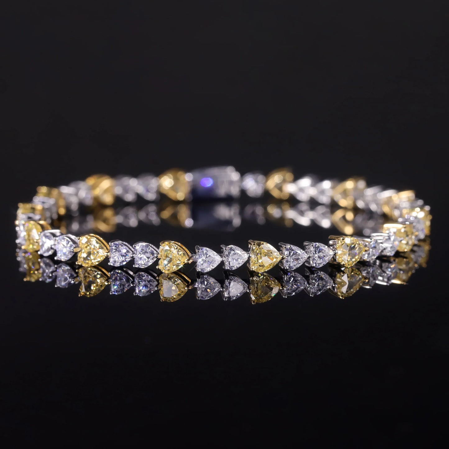 Art Deco Diamond-fire CZ-  Fancy Light Yellow Tennis Bracelet Sterling Silver 925 Fancy Party Wear Bracelet Gift