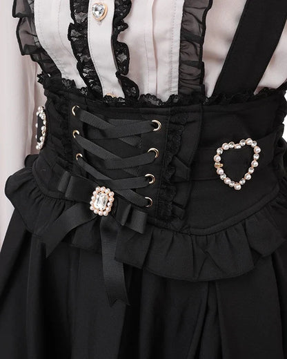 Japanese Liz Mine Mass Production Detachable Suspender Skirt Spring and Autumn Heart Cross Suspender Back Bow Straps Skirt