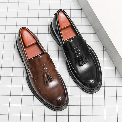 Men's Dress Shoes Classic Social Brogues Casual Leather Shoes For Men Formal Office Wedding Shoes Male Tassel Leather Loafer Man