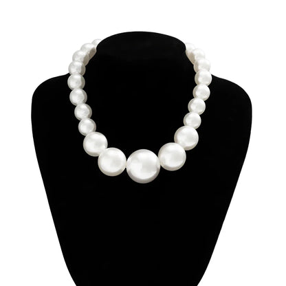Exaggerated Big Imitation Pearls Choker Necklace Women Personality Elegant White Pearl Beaded Bride Jewelry 2025