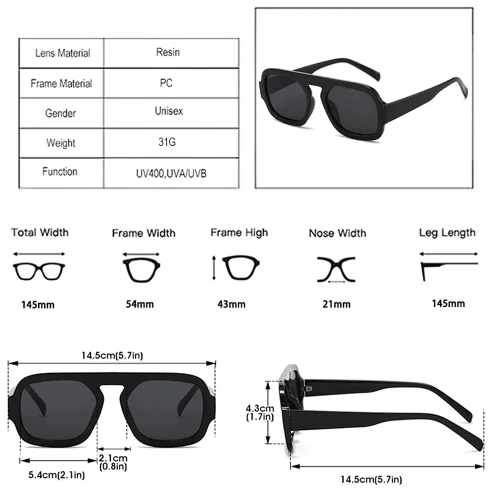 Retro Square Sunglasses Women Fashion Brand Design Gradient Shades UV400 Men Punk Sun Glasses
