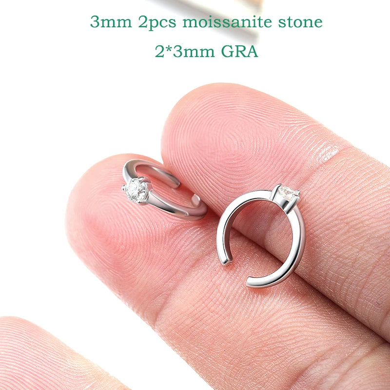 3mm D Color Real Moissanite Clip Earrings for Women Girls Adjustable Jewelry 100% S925 Sterling Silver Plated 18k