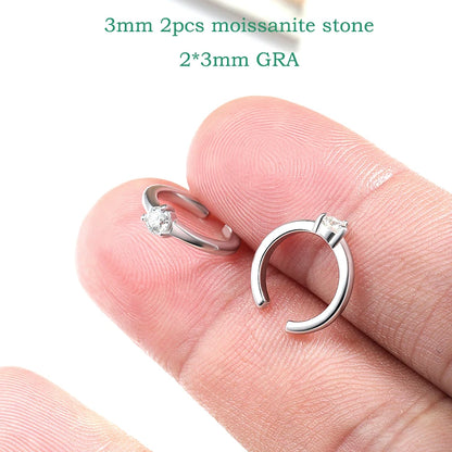 3mm D Color Real Moissanite Clip Earrings for Women Girls Adjustable Jewelry 100% S925 Sterling Silver Plated 18k