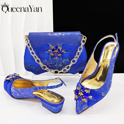 Italian Fashion Sandals and Bag Matching Set 2025 Women Party Perfect Matching for Lemon Green Color Wedding Shoes