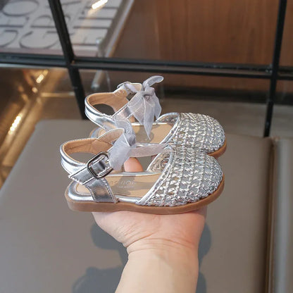 Kids Girls Shoes Children's Woven Sandals New Summer Popular Roman Shoes Children's Soft-soled Princess Shoes