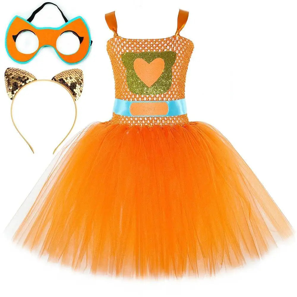Super Kitty Costumes for Girls Super Cat Tutu Dress for Kids Christmas Halloween Outfits Children Animal Clothes with Eyes Patch