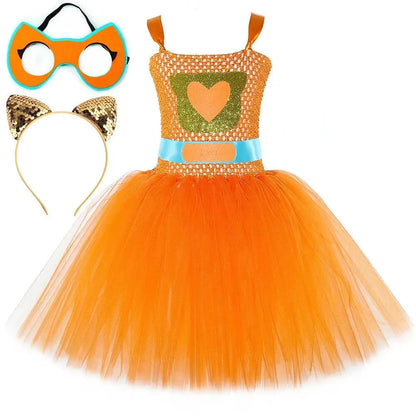 Super Kitty Costumes for Girls Super Cat Tutu Dress for Kids Christmas Halloween Outfits Children Animal Clothes with Eyes Patch