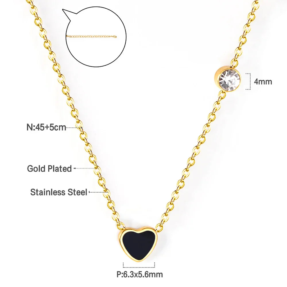 Fashion Collier Simple Heart Girls Pendant Necklace Small Love Shape Stainless Steel Hearts Clavicle Choker Jewelry