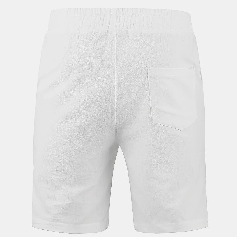New Men's Cotton Linen Shorts Pants Male Summer Breathable Solid Color Linen Trousers Fitness Streetwear S-3XL