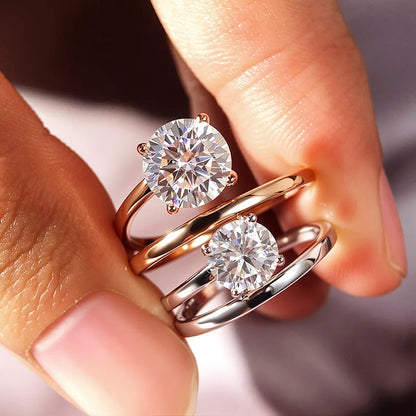 1CT 2CT Certified Moissanite Rings for Women Sparkling Brilliant Cut Wedding Bands 100% Real 925 Pure Silver Jewelry