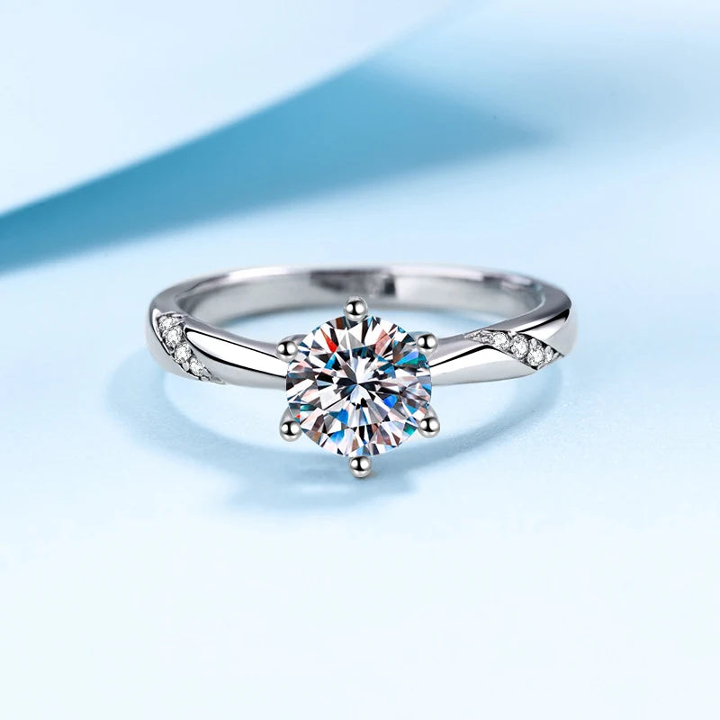 1ct - 3ct Moissanite Ring 925 Sterling Silver with Gold Plated Diamond Engagement Wedding Band Fine Jewelry For Women