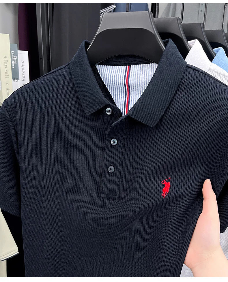 High end brand 100% cotton short sleeve polo shirt men luxur pony embroidery comfort breathable fashion T-shirt summer new top