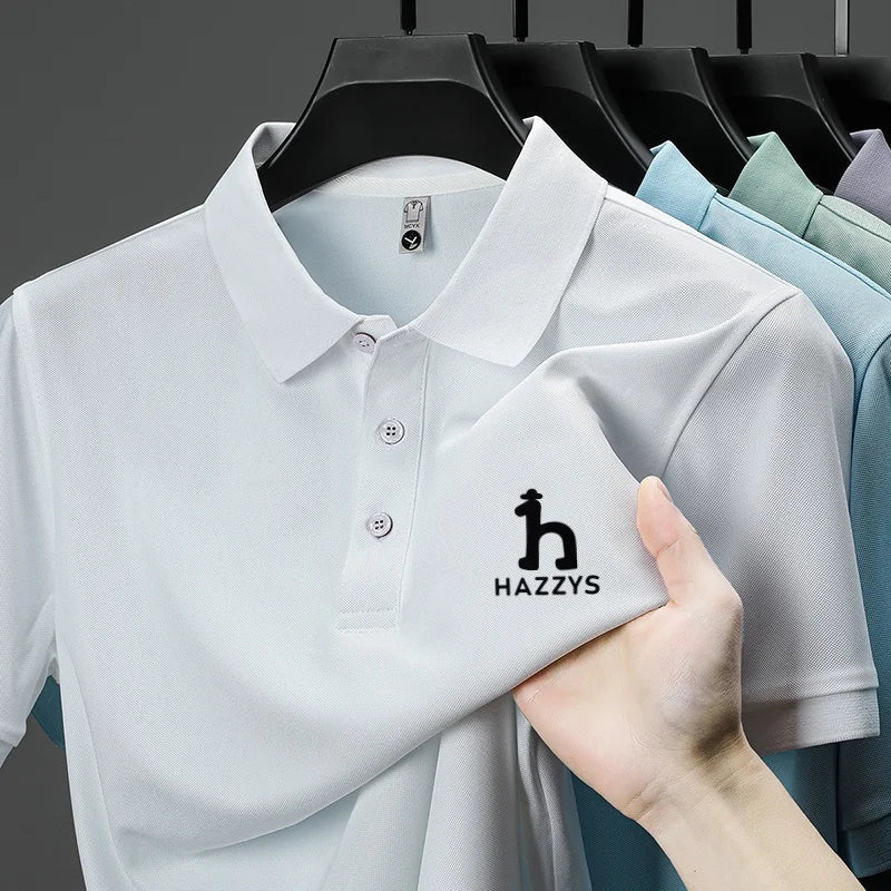 New Men's High End Brand Lape Short Sleeved Polo Shirt Summer Fashion Letter Print T-Shirt Casual Business Office Men's Clothing