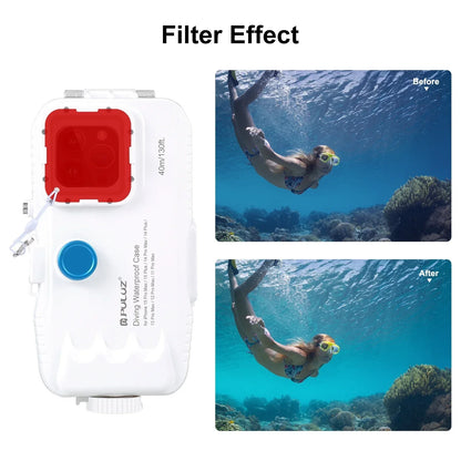40m/130ft Waterproof Diving Case for iPhone 16 15 14 13 12 11 Pro Max Plus Photo Video Taking Underwater Housing Cover