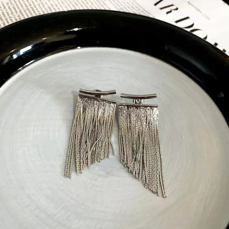 Fashion Statement Earring Long Statement Gold Color Bling Tassel Earrings For Women Female Wedding Daily Pendant Jewelry Gifts