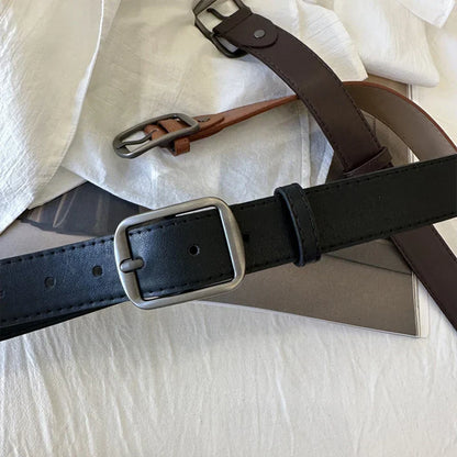 PU Leather Belt for women's Black Brown trousers belt for Jeans Casual Fashion Belts Vintage Strap Female Waistband AB005