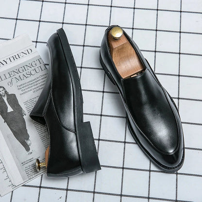 Women Casual Leather Shoes Large Size Men Business Shoes New Slip on Square Toe Loafers Hand Polished Leather Casual Shoes