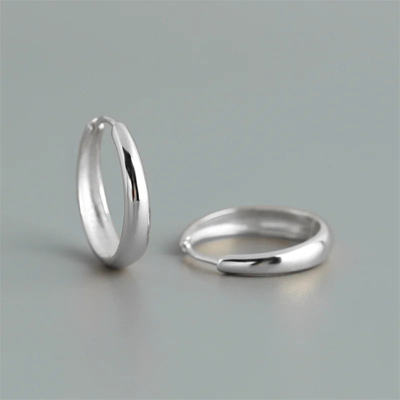 925 Sterling Silver Simple Statement Matte Large Huggies Hoop Earrings for Men Women Fine Gothic Punk Charms S925 Jewelry