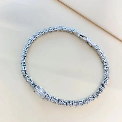 S925 Sterling Silver Moissanite Tennis Bracelet 6*8mm D Color Rectangular Shaped Radiant Cut Diamond Bracelets for Women Jewelry