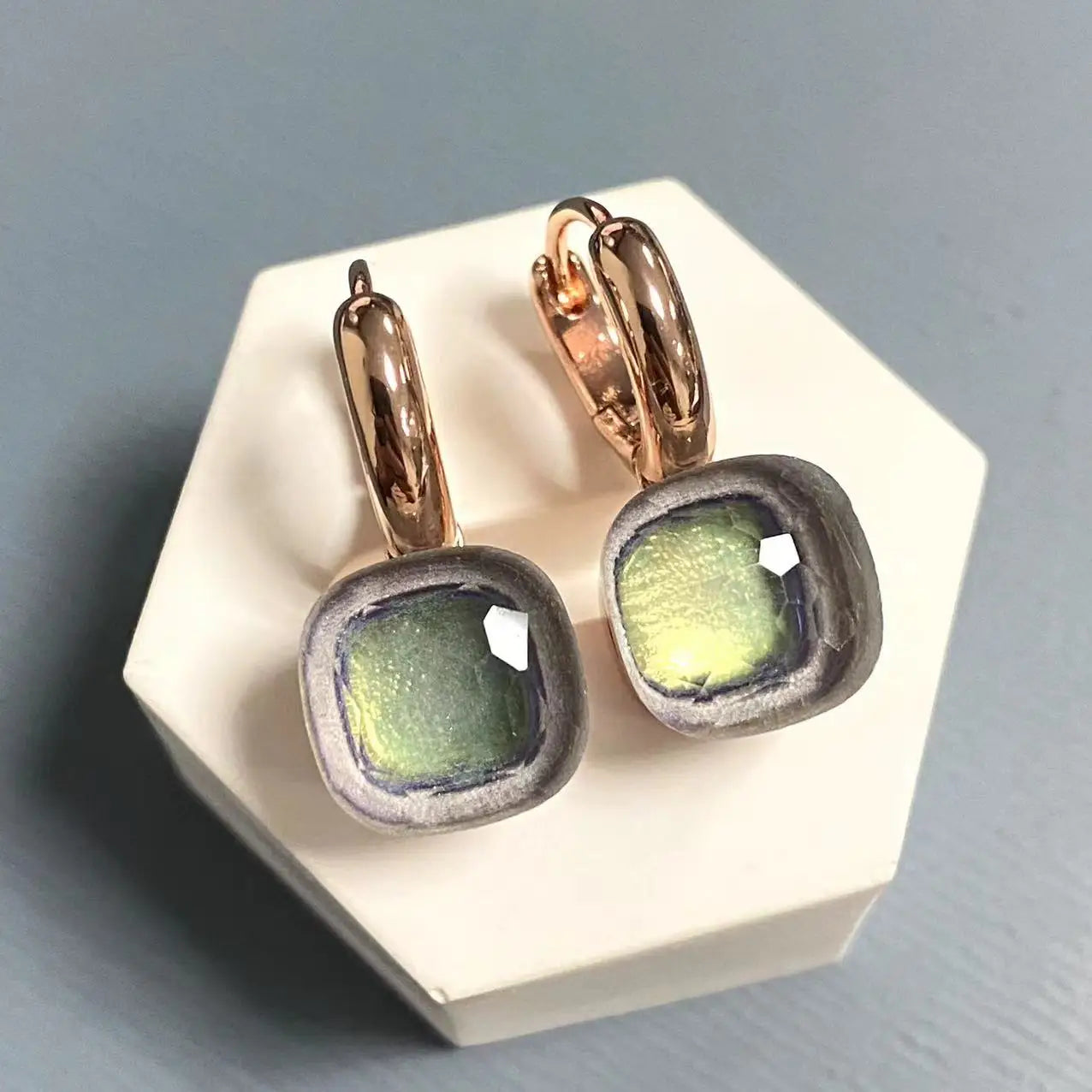 10.6mm Classic Nudo Earrings For Women High Quality Crystal Earrings Square Blue Topaz Earrings Fashion Jewelry Gift