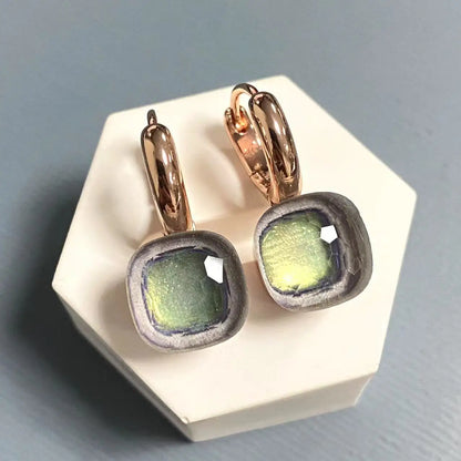 10.6mm Classic Nudo Earrings For Women High Quality Crystal Earrings Square Blue Topaz Earrings Fashion Jewelry Gift