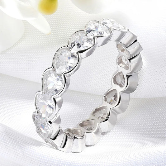 3/4mm Heart Cut D Color Moissanite Rings Full Diamond Luxury Bridal Promise Band for Women Original S925 Silver Jewelry