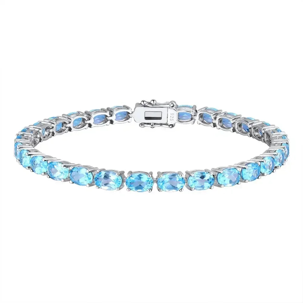 Pure 925 Sterling Silver Women's Hand Bracelets 100% Real Gemstone Natural Topaz Peridot Amethyst Gem Fine Jewelry