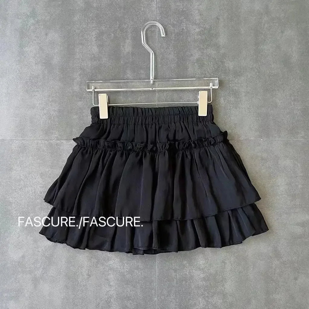 White Ball Gown Skirts Women Fashion Slim Fit Mini Skirts Giris Y2k All Match Elastic High Waist Black Faldas Goth