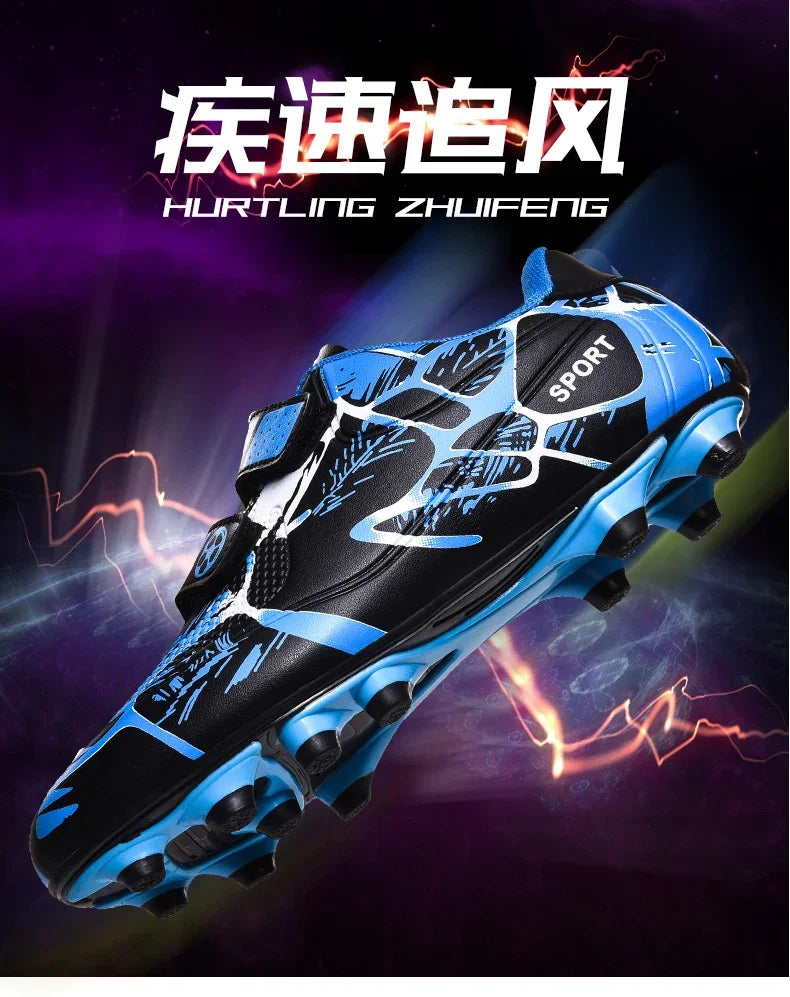 Kids Soccer Shoes Outdoor Non-Slip Football Sports Shoes Boy Training Shoes Child HOOK&LOOP Lightweight Children's Soccer Cleats