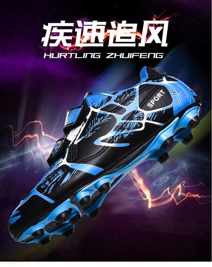 Kids Soccer Shoes Outdoor Non-Slip Football Sports Shoes Boy Training Shoes Child HOOK&LOOP Lightweight Children's Soccer Cleats