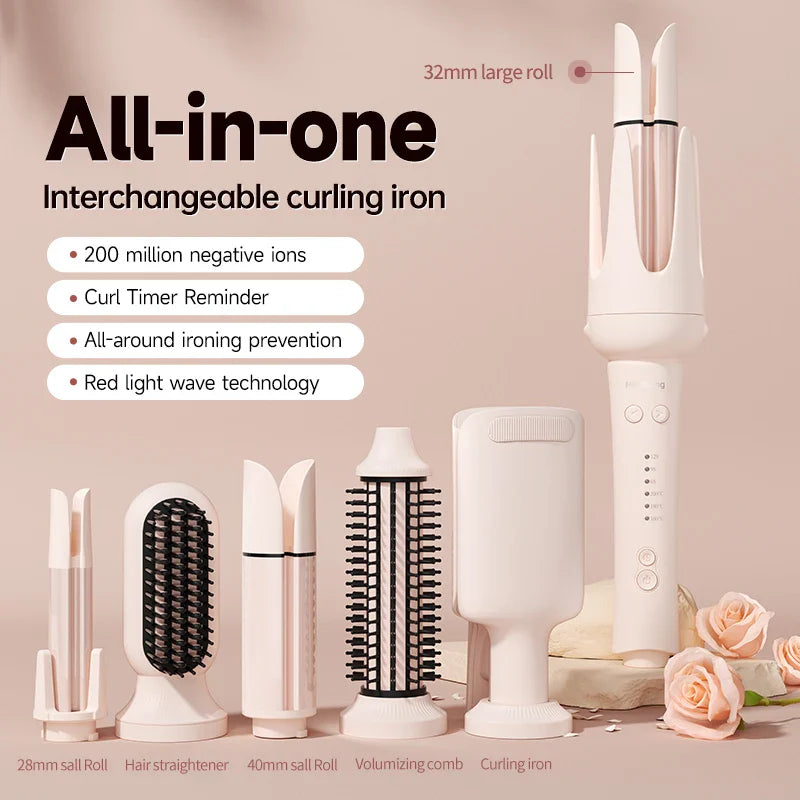 Automatic Hair Curler Negative Ion Ceramic Curling Iron - 40mm Large Wave Perm for Home Use, Lazy Person Electric Curling Wand