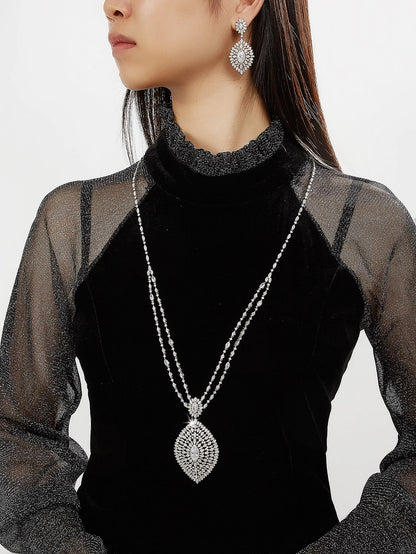 Sweater Long Necklace Earring Jewelry Sets For Women Wedding Party Zircon CZ African Dubai Bridal Jewelry 2024