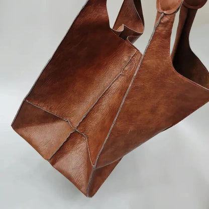 Fashionable and minimalist large bag with soft leather and large capacity shopping bag for women, one shoulder hand-held large b