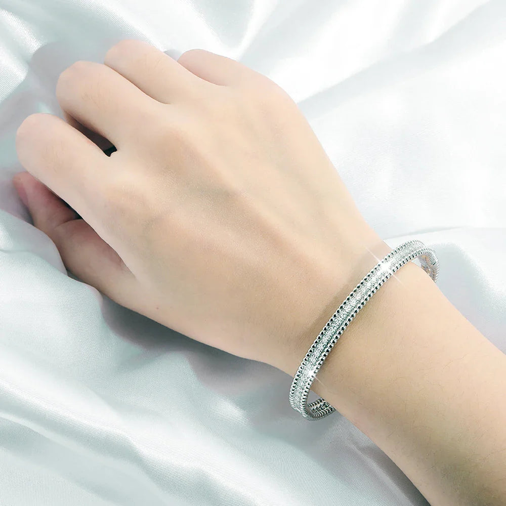 2mm D Moissanite Bangle Women Gift Solid 925 Silver Bracelet Sparkling Lab Diamond Hand Circles Joker Fold Wear Jewelry