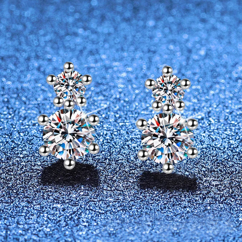 Full Moissanite Stud Earrings 925 Sterling Silver Lab Diamond Mossanite Earring for Women Party Wedding Ear Stud