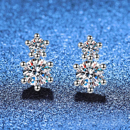 Full Moissanite Stud Earrings 925 Sterling Silver Lab Diamond Mossanite Earring for Women Party Wedding Ear Stud