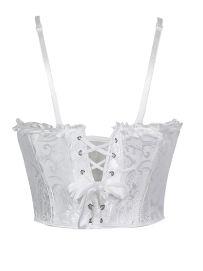 Double halter lace-trimmed corset for ladies a court shaping top