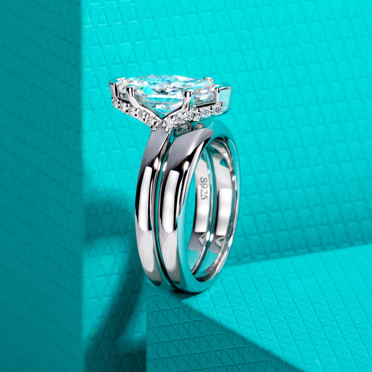 3ct Marquise Cut Moissanite Wedding Bands Ring 18k Gold Plated 925 Sterling Silver Solitaire Bridal Rings Set for Women